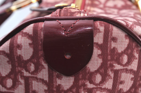 Authentic Christian Dior Trotter Boston Hand Bag PVC Enamel Red 4891H