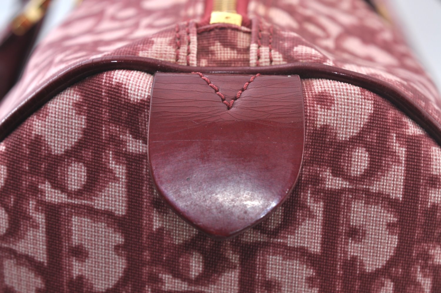 Authentic Christian Dior Trotter Boston Hand Bag PVC Enamel Red 4891H
