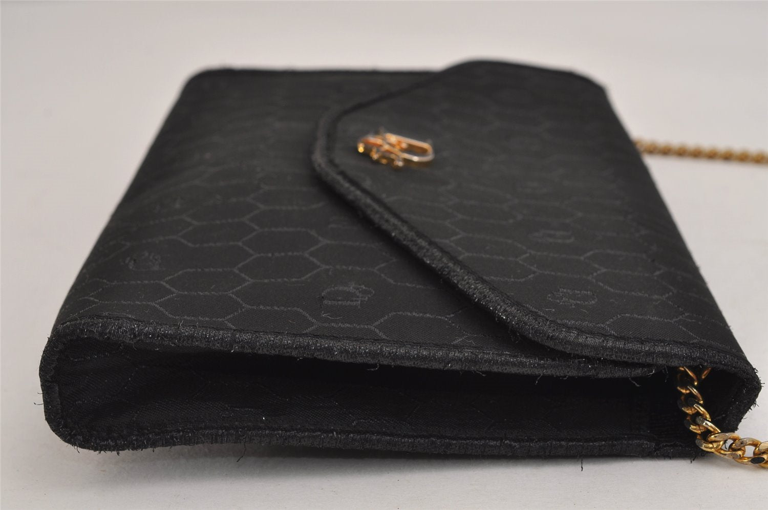 Authentic Christian Dior Honeycomb Shoulder Bag Canvas Leather Black 4891J