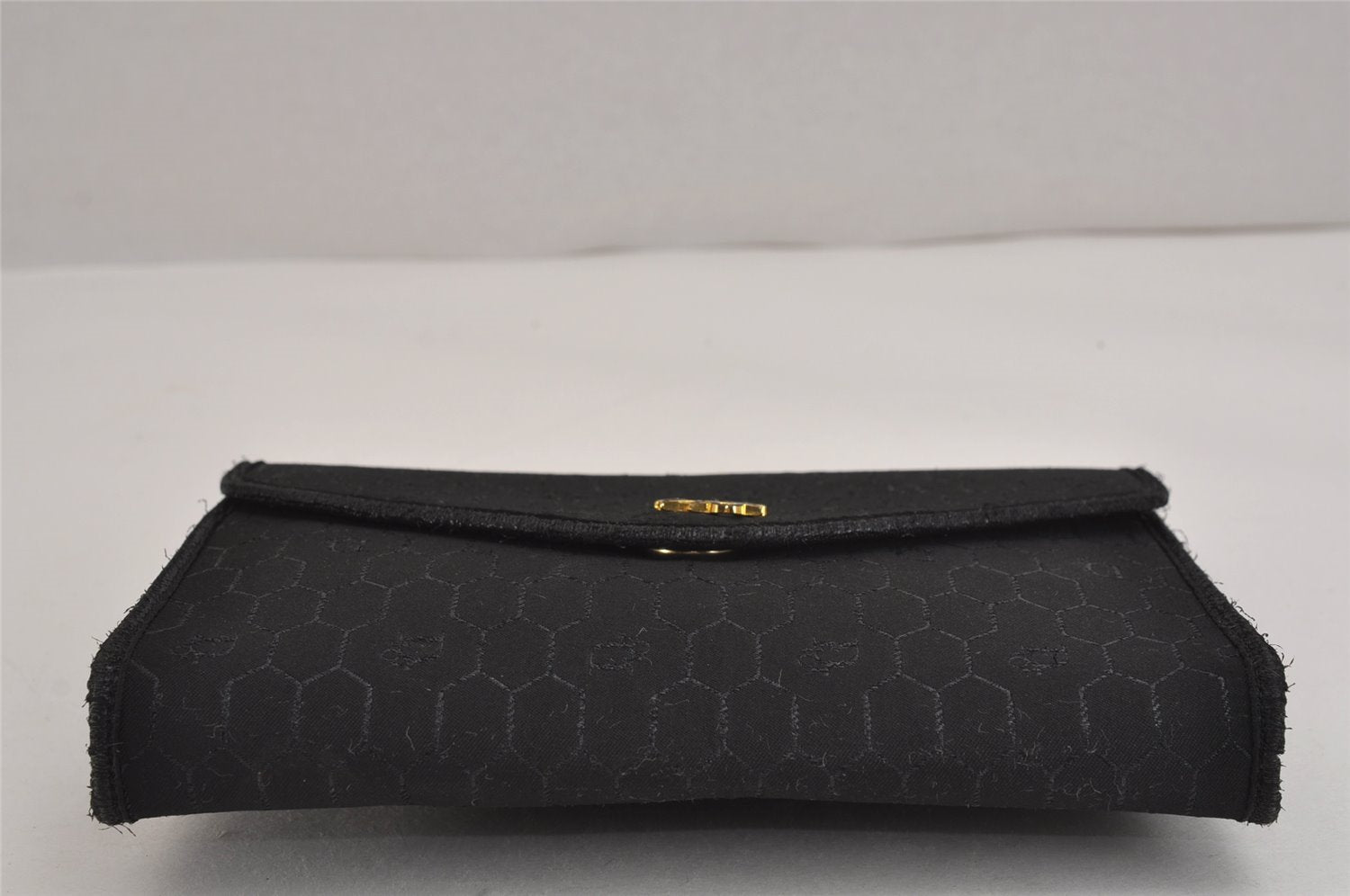 Authentic Christian Dior Honeycomb Shoulder Bag Canvas Leather Black 4891J