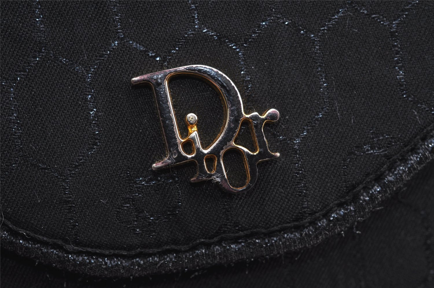 Authentic Christian Dior Honeycomb Shoulder Bag Canvas Leather Black 4891J