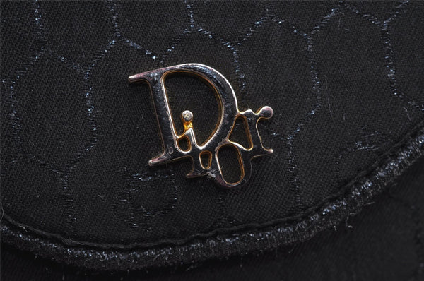 Authentic Christian Dior Honeycomb Shoulder Bag Canvas Leather Black 4891J