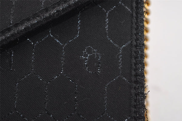 Authentic Christian Dior Honeycomb Shoulder Bag Canvas Leather Black 4891J