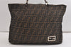 Authentic FENDI Vintage Zucca Shoulder Tote Bag Nylon Leather Brown 4891K