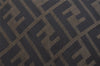 Authentic FENDI Vintage Zucca Shoulder Tote Bag Nylon Leather Brown 4891K