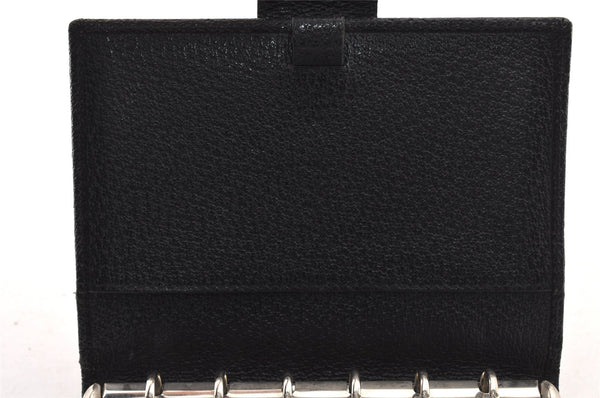 Authentic GUCCI Agenda Notebook Cover Purse GG Canvas Leather 115240 Black 4892I