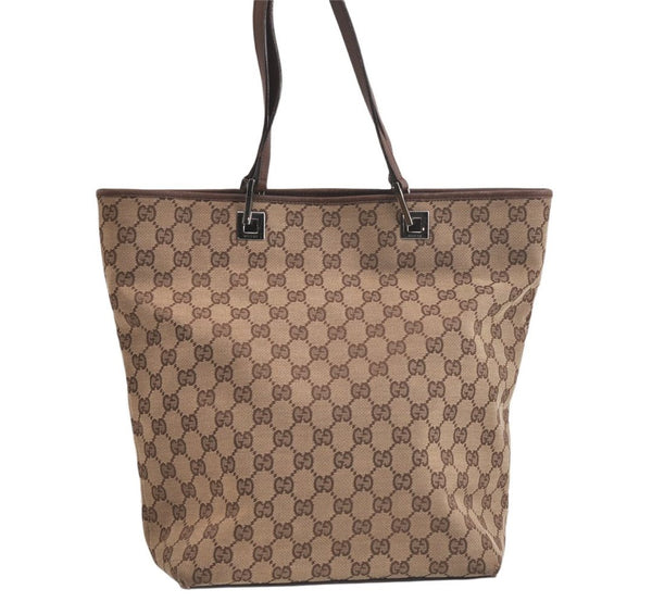 Authentic GUCCI Vintage Shoulder Tote Bag GG Canvas Leather 31243 Brown 4892K