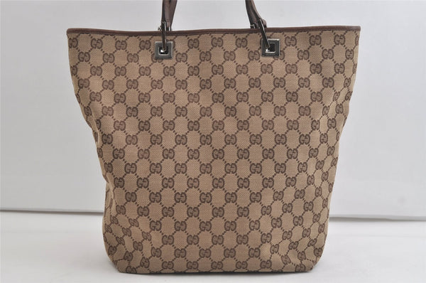 Authentic GUCCI Vintage Shoulder Tote Bag GG Canvas Leather 31243 Brown 4892K