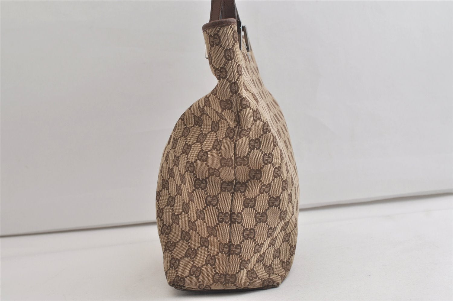 Authentic GUCCI Vintage Shoulder Tote Bag GG Canvas Leather 31243 Brown 4892K