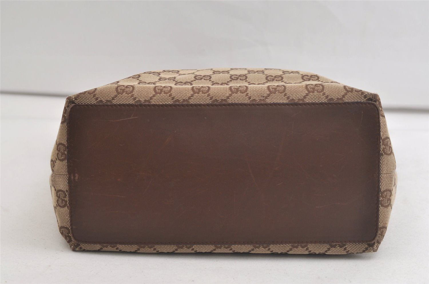 Authentic GUCCI Vintage Shoulder Tote Bag GG Canvas Leather 31243 Brown 4892K
