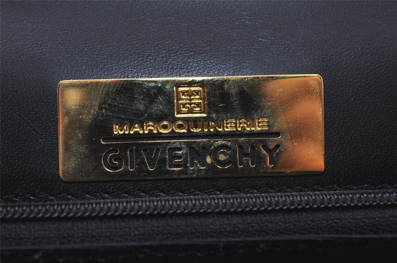 Authentic GIVENCHY Vintage Leather Hand Bag Purse Black 4893I