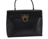 Authentic Salvatore Ferragamo Gancini Leather 2Way Shoulder Hand Bag Black 4893J