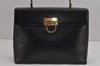 Authentic Salvatore Ferragamo Gancini Leather 2Way Shoulder Hand Bag Black 4893J