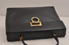 Authentic Salvatore Ferragamo Gancini Leather 2Way Shoulder Hand Bag Black 4893J