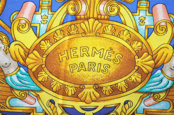 Authentic HERMES Carre 90 Scarf "VOILES DE LUMIERE" Silk Navy Box 4894J