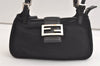 Authentic FENDI Shoulder Hand Bag Purse Jersey Leather Black 4894K