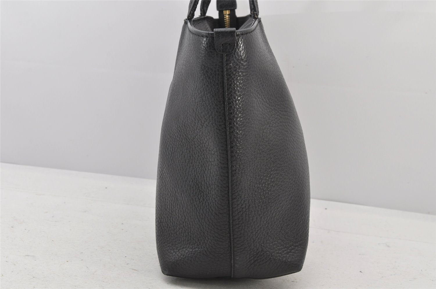 Authentic Salvatore Ferragamo Gancini Leather Tote Hand Bag Black 4895K