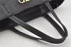 Authentic Salvatore Ferragamo Gancini Leather Tote Hand Bag Black 4895K
