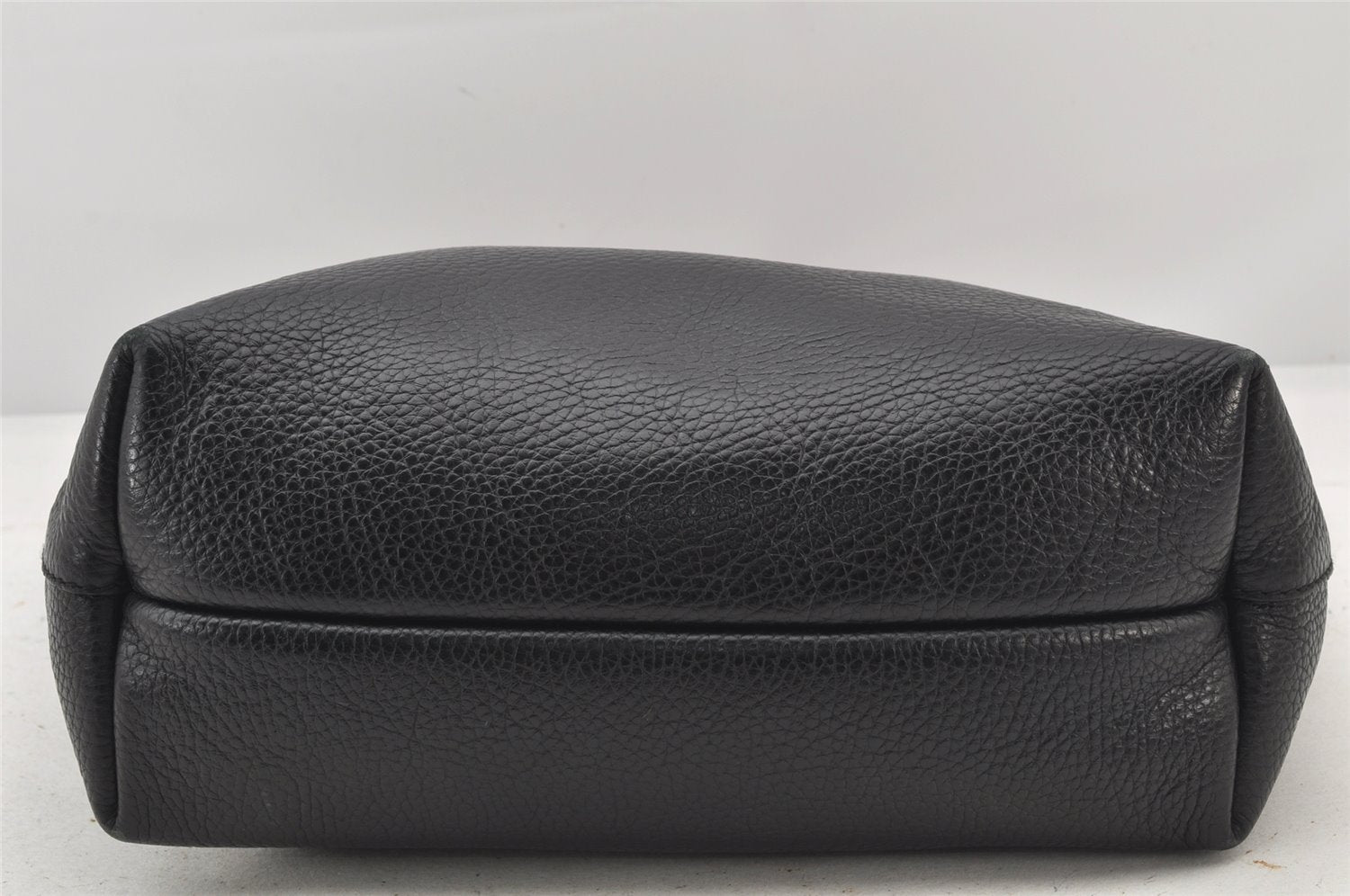 Authentic Salvatore Ferragamo Gancini Leather Tote Hand Bag Black 4895K