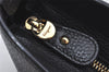 Authentic Salvatore Ferragamo Gancini Leather Tote Hand Bag Black 4895K