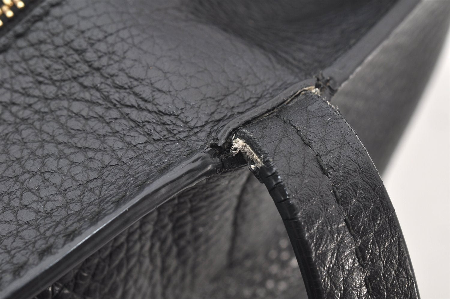 Authentic Salvatore Ferragamo Gancini Leather Tote Hand Bag Black 4895K