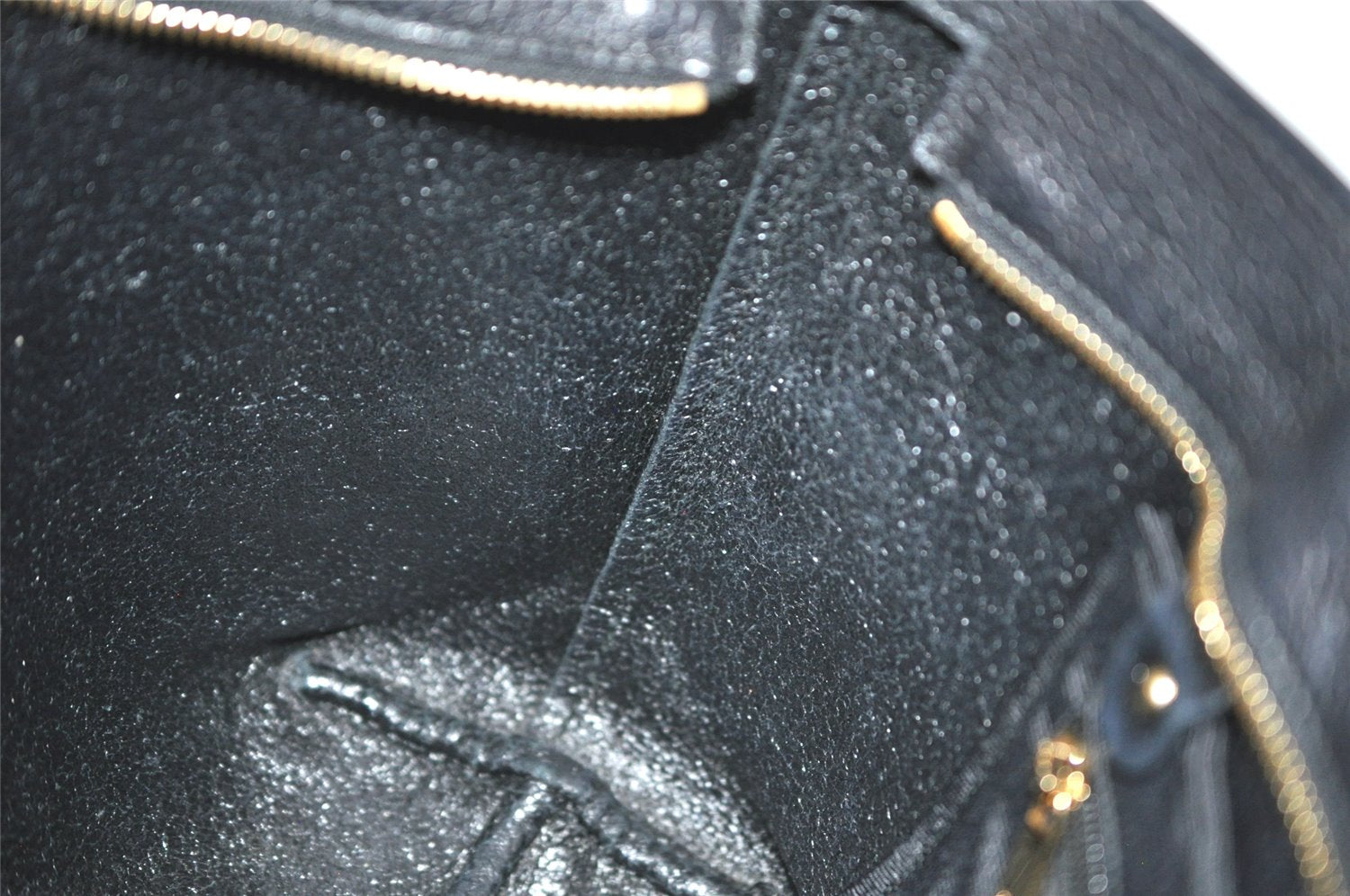 Authentic Salvatore Ferragamo Gancini Leather Tote Hand Bag Black 4895K