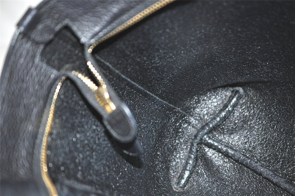 Authentic Salvatore Ferragamo Gancini Leather Tote Hand Bag Black 4895K