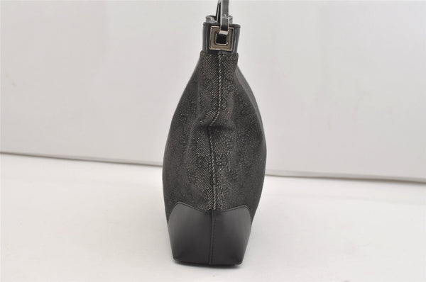 Authentic GUCCI Vintage Shoulder Bag Purse GG Canvas Leather 143745 Black 4896J