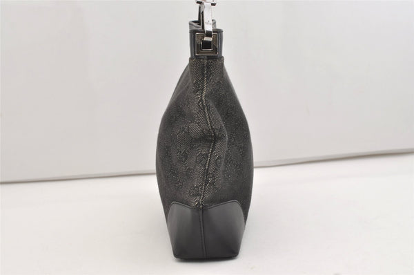 Authentic GUCCI Vintage Shoulder Bag Purse GG Canvas Leather 143745 Black 4896J