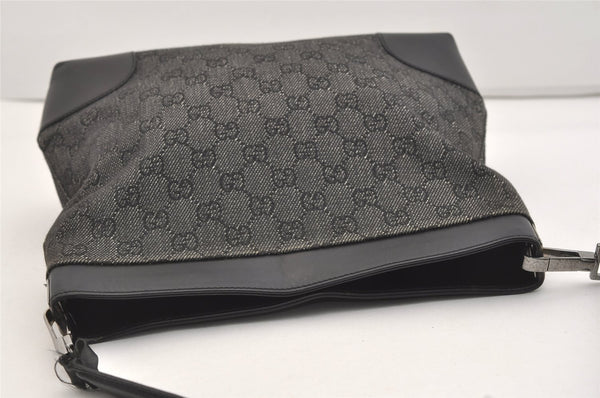 Authentic GUCCI Vintage Shoulder Bag Purse GG Canvas Leather 143745 Black 4896J