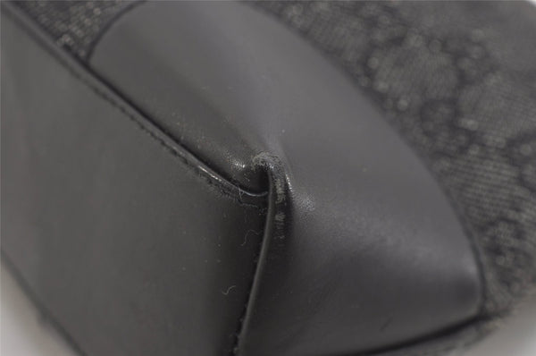 Authentic GUCCI Vintage Shoulder Bag Purse GG Canvas Leather 143745 Black 4896J