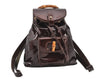 Authentic GUCCI Vintage Bamboo Drawstring Backpack Purse Enamel Brown 4896K