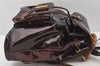 Authentic GUCCI Vintage Bamboo Drawstring Backpack Purse Enamel Brown 4896K