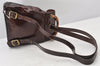 Authentic GUCCI Vintage Bamboo Drawstring Backpack Purse Enamel Brown 4896K