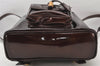 Authentic GUCCI Vintage Bamboo Drawstring Backpack Purse Enamel Brown 4896K