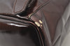 Authentic GUCCI Vintage Bamboo Drawstring Backpack Purse Enamel Brown 4896K