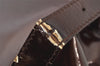Authentic GUCCI Vintage Bamboo Drawstring Backpack Purse Enamel Brown 4896K