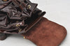Authentic GUCCI Vintage Bamboo Drawstring Backpack Purse Enamel Brown 4896K