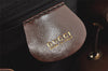 Authentic GUCCI Vintage Bamboo Drawstring Backpack Purse Enamel Brown 4896K