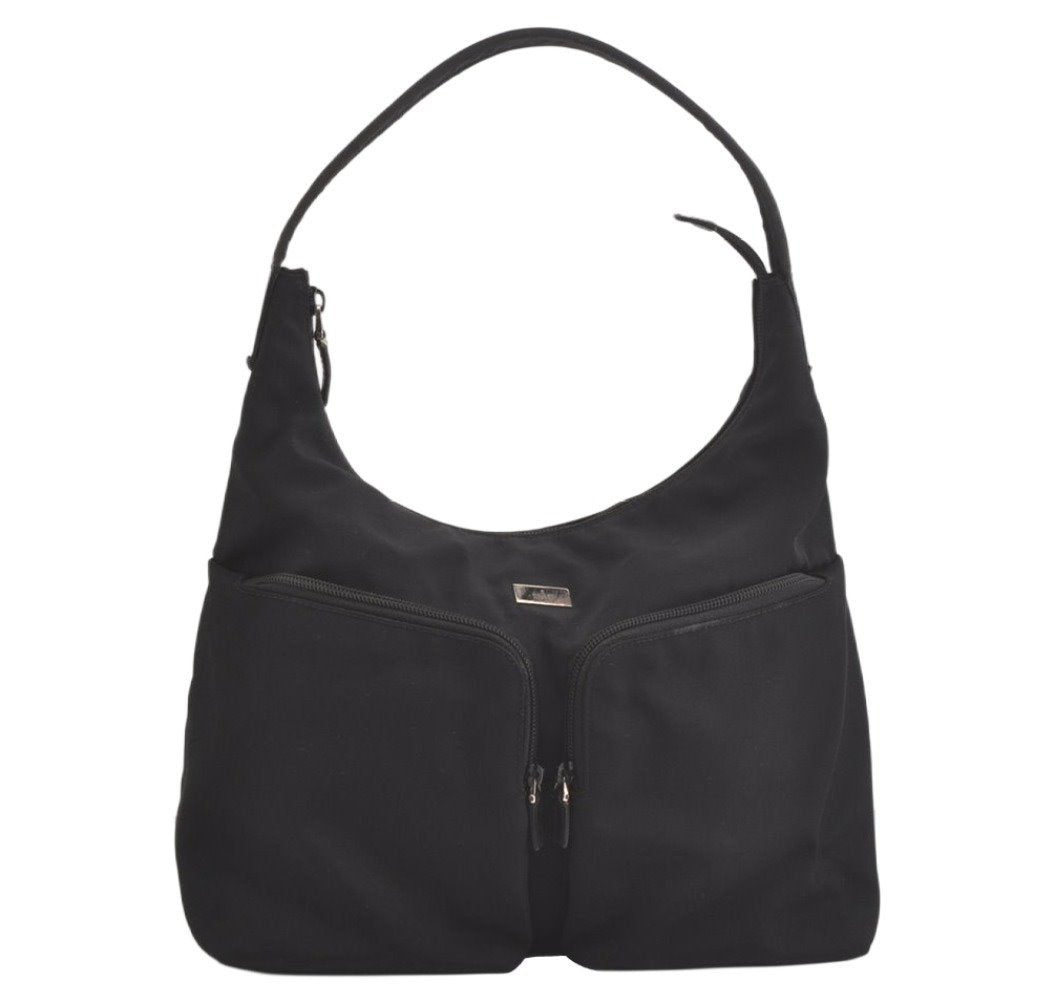 Authentic GUCCI Vintage Shoulder Hand Bag Nylon Leather 0013380 Black  4897K