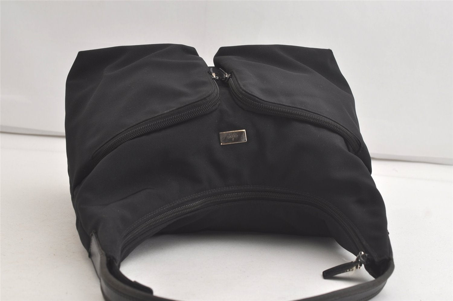 Authentic GUCCI Vintage Shoulder Hand Bag Nylon Leather 0013380 Black  4897K