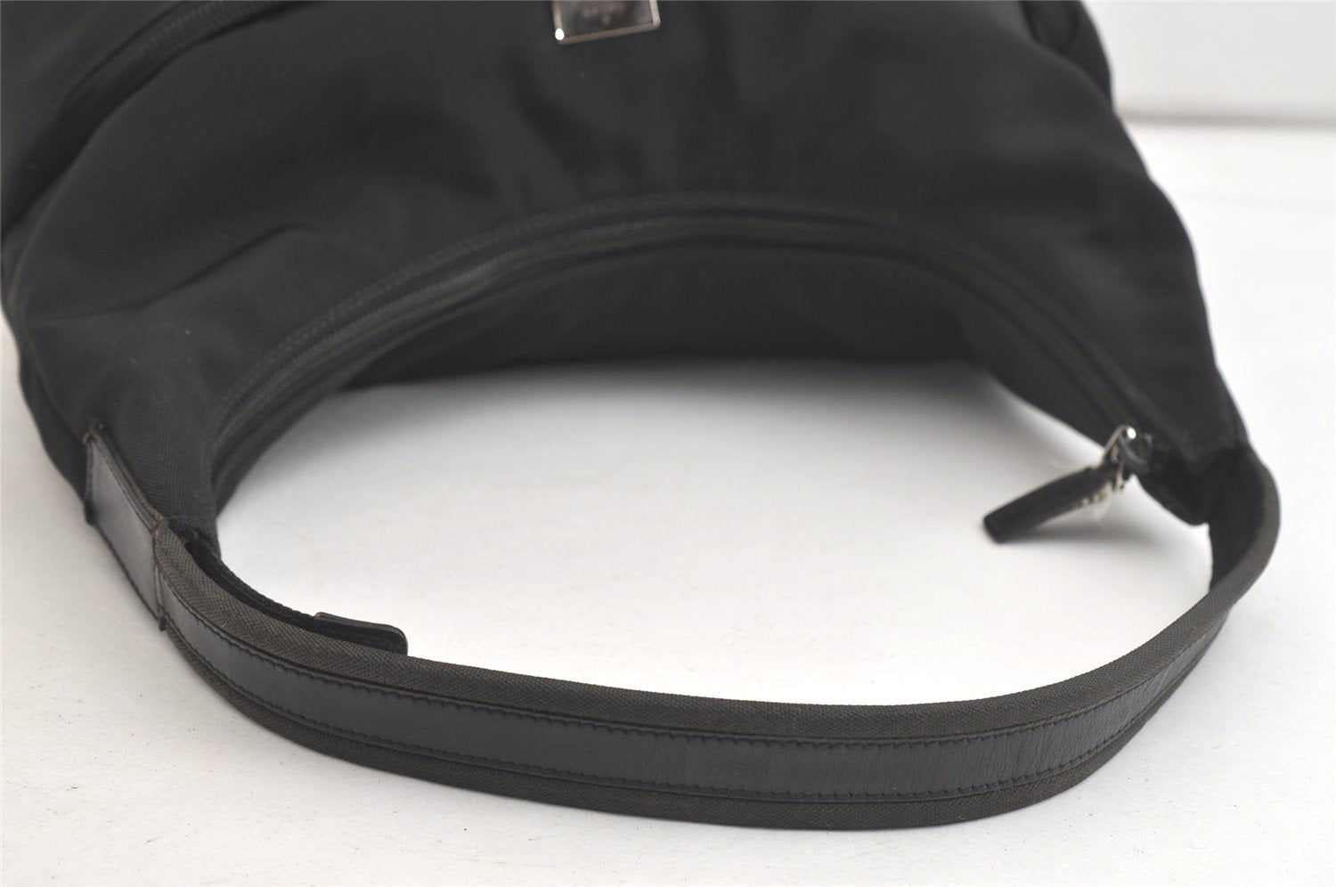 Authentic GUCCI Vintage Shoulder Hand Bag Nylon Leather 0013380 Black  4897K