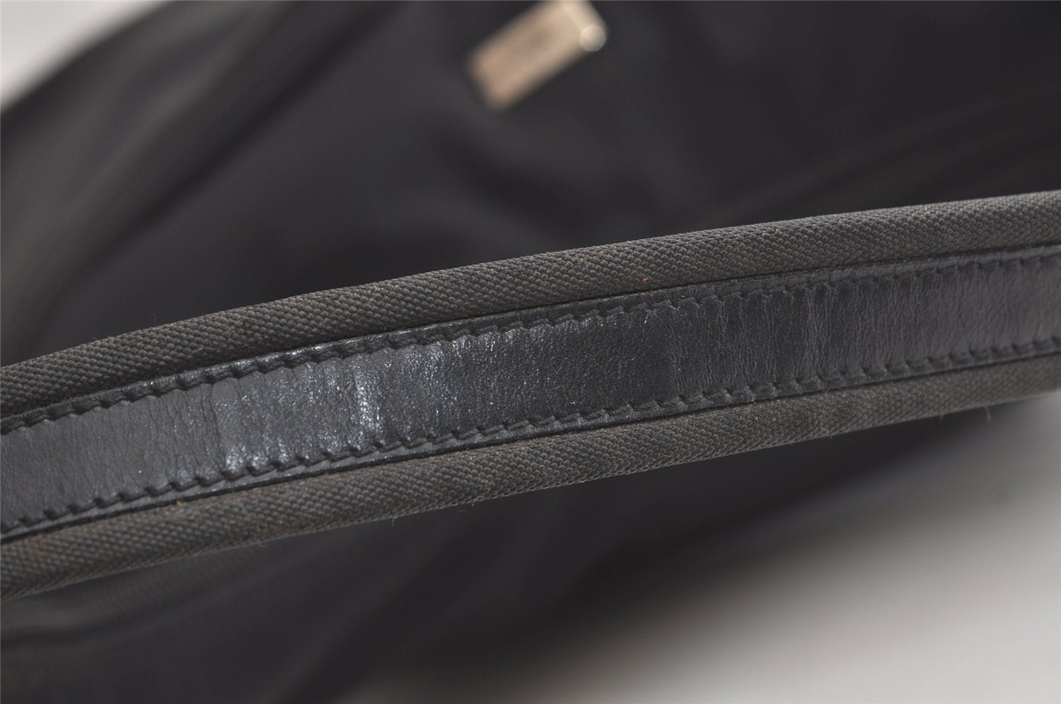 Authentic GUCCI Vintage Shoulder Hand Bag Nylon Leather 0013380 Black  4897K