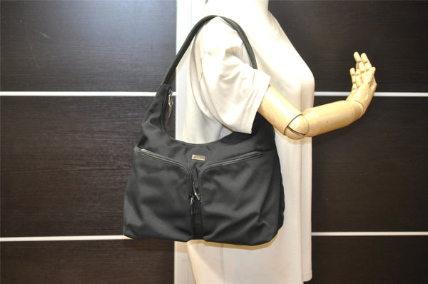 Authentic GUCCI Vintage Shoulder Hand Bag Nylon Leather 0013380 Black  4897K
