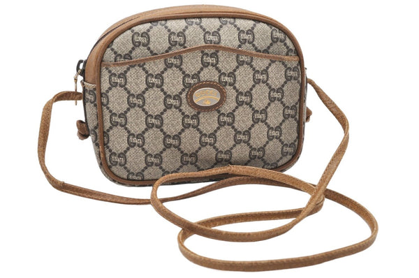 Authentic GUCCI GG Plus Shoulder Cross Body Bag GG PVC Leather Brown Junk 4898K