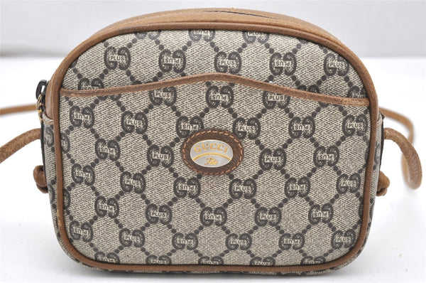 Authentic GUCCI GG Plus Shoulder Cross Body Bag GG PVC Leather Brown Junk 4898K