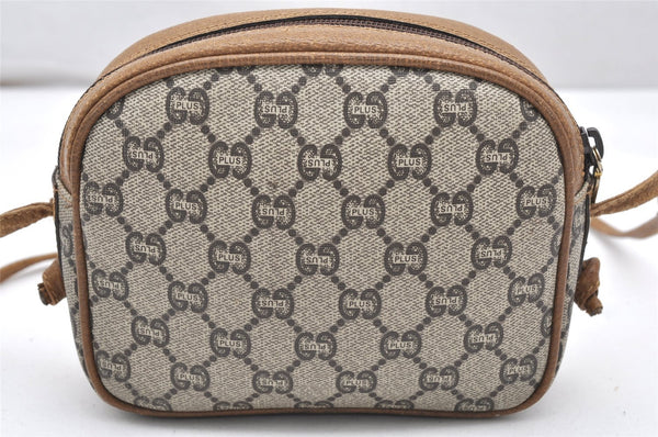 Authentic GUCCI GG Plus Shoulder Cross Body Bag GG PVC Leather Brown Junk 4898K