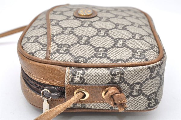 Authentic GUCCI GG Plus Shoulder Cross Body Bag GG PVC Leather Brown Junk 4898K