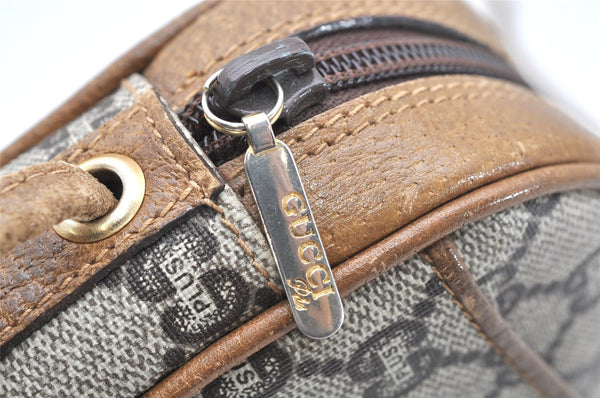 Authentic GUCCI GG Plus Shoulder Cross Body Bag GG PVC Leather Brown Junk 4898K