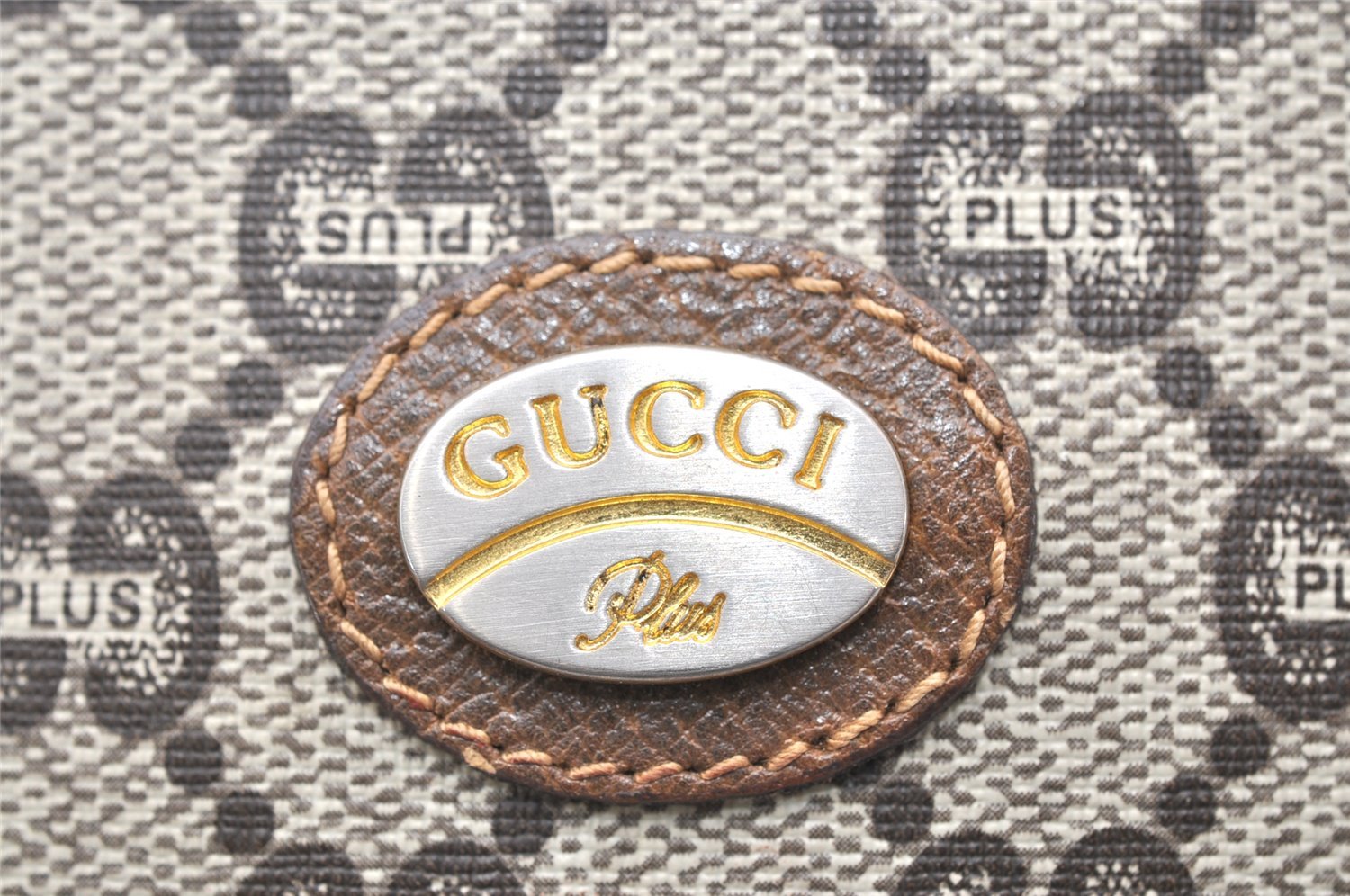 Authentic GUCCI GG Plus Shoulder Cross Body Bag GG PVC Leather Brown Junk 4898K